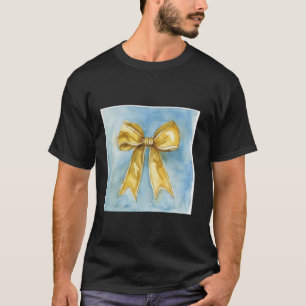 Camiseta Girly Bow en acuarela coqueta Estética dorada