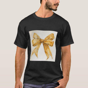 Camiseta Girly Bow en acuarela coqueta Estética dorada
