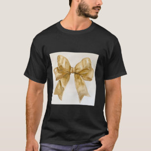 Camiseta Girly Bow en acuarela coqueta Estética dorada