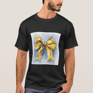 Camiseta Girly Bow en acuarela coqueta Estética dorada