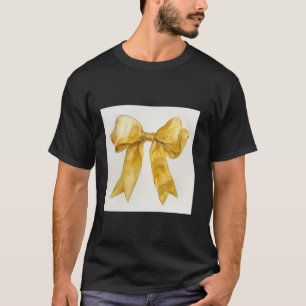 Camiseta Girly Bow en acuarela coqueta Estética dorada