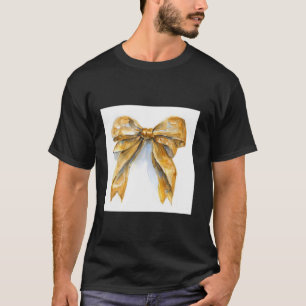 Camiseta Girly Bow en acuarela coqueta Estética dorada