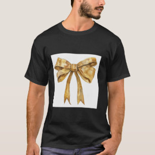 Camiseta Girly Bow en acuarela coqueta Estética dorada