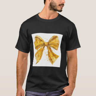 Camiseta Girly Bow en acuarela coqueta Estética dorada