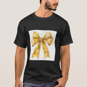 Camiseta Girly Bow en acuarela coqueta Estética dorada