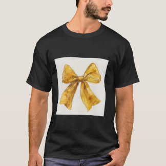 Camiseta Girly Bow en acuarela coqueta Estética dorada