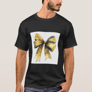 Camiseta Girly Bow en acuarela coqueta Estética dorada