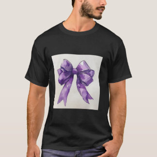 Camiseta Girly Bow en acuarela coqueta Estética púrpura