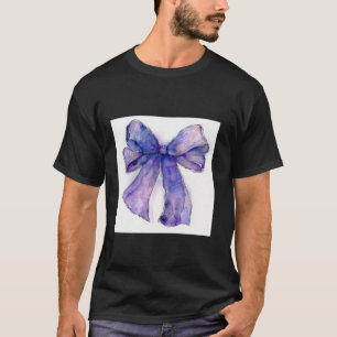Camiseta Girly Bow en acuarela coqueta Estética púrpura