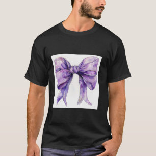 Camiseta Girly Bow en acuarela coqueta Estética púrpura