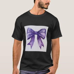 Camiseta Girly Bow en acuarela coqueta Estética púrpura