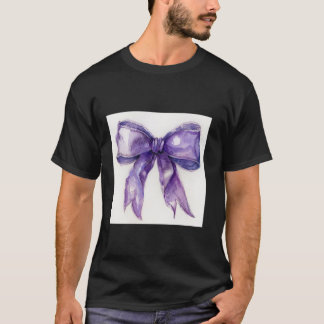 Camiseta Girly Bow en acuarela coqueta Estética púrpura