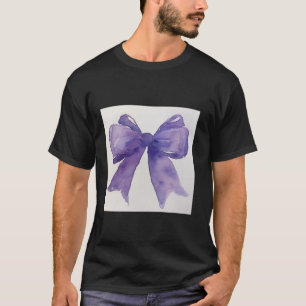 Camiseta Girly Bow en acuarela coqueta Estética púrpura
