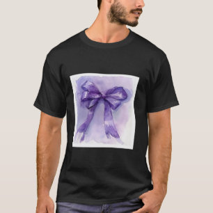 Camiseta Girly Bow en acuarela coqueta Estética púrpura