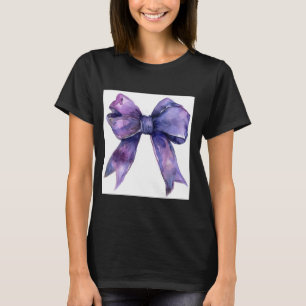 Camiseta Girly Bow en acuarela coqueta Estética púrpura