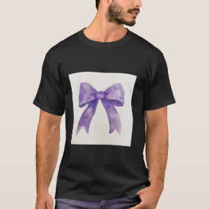 Camiseta Girly Bow en acuarela coqueta Estética púrpura