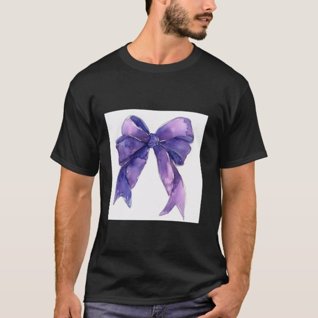 Camiseta Girly Bow en acuarela coqueta Estética púrpura (Anverso)
