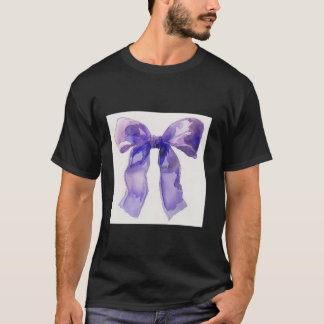 Camiseta Girly Bow en acuarela coqueta Estética púrpura