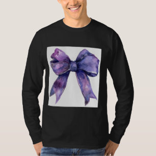 Camiseta Girly Bow en acuarela coqueta Estética púrpura