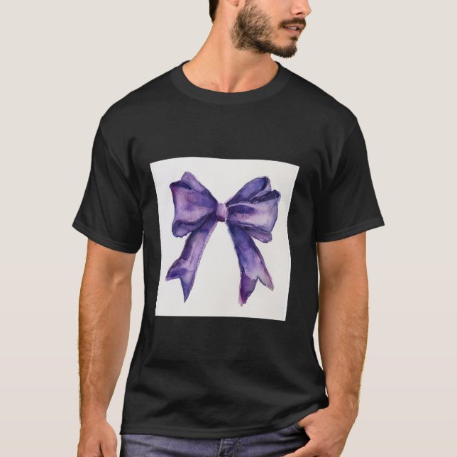 Camiseta Girly Bow en acuarela coqueta Estética púrpura (Anverso)