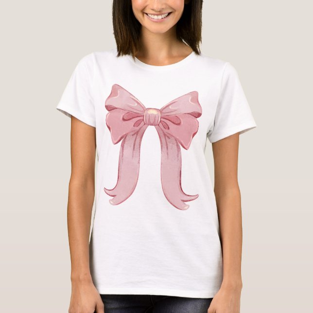 Camiseta Girly Coquette Bow T-Shirt - Estética rosa Pastel (Anverso)