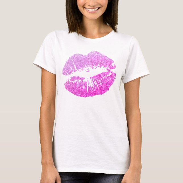 Camiseta Girly Faux Purpurina Morple Lips Personalizado Tan (Anverso)