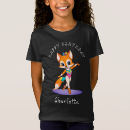 Camiseta Girly Gymnastic Fox | Chicas Cumpleaños Negro
