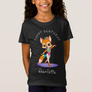 Camiseta Girly Gymnastic Fox   Chicas Cumpleaños Negro