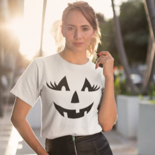 Camiseta Girly Jack-o-lantern Pumpkin Face Halloween