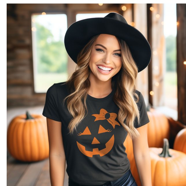 Camiseta Girly Jack-o-lantern Pumpkin Face Halloween (Subido por el creador)