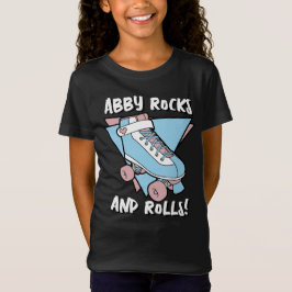 Camiseta Girly Name Pastel Blue Pink Roller Skate