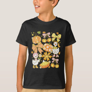 Camiseta Girly Otoño Ganso Calabaza Coqueta Lazos Otoño Oto