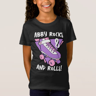Camiseta Girly Purple Roller Skate Nombre 8 cumpleaños