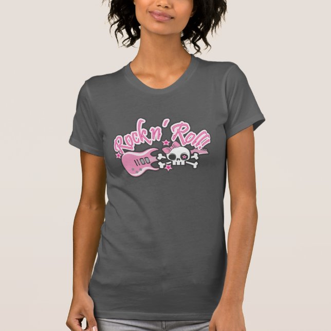 Camiseta Girly Rock n' Roll Skull (Anverso)