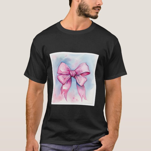 Camiseta Giro acuarela Bow Coquette Estético Bow Rosa (Anverso)