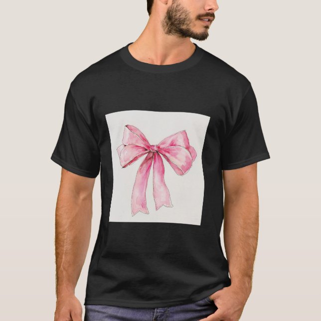 Camiseta Giro acuarela Bow Coquette Estético Bow Rosa (Anverso)