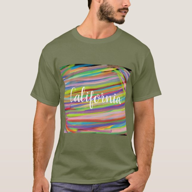 Camiseta Giro de arco iris abstracto de California con cali (Anverso)