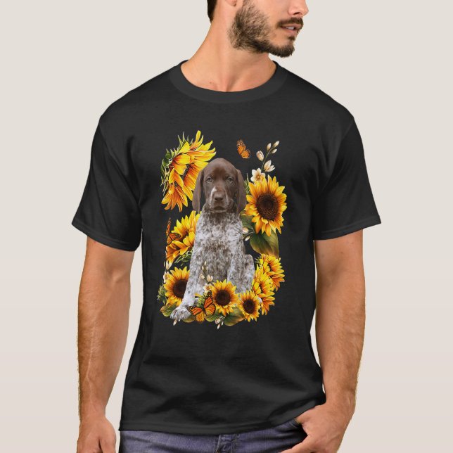 Camiseta Giro de girasol Alemania Shorthal Pointer Dog Dad  (Anverso)