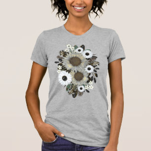 Camiseta Giro floral de girasol gris T-Shirt