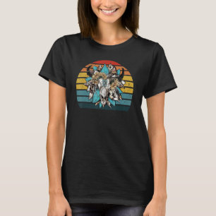 Camiseta Girsunflores Retro Cráneo de Toro Piedra Preciosa