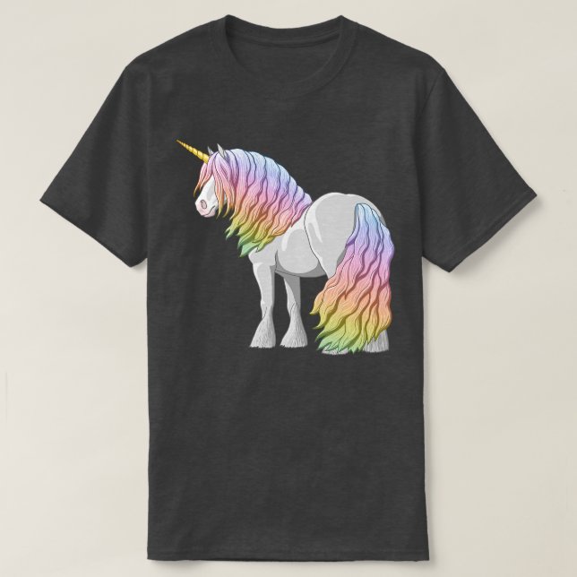 Camiseta Gitano arcoiris Vanner Caballo irlandés con unicor (Diseño del anverso)