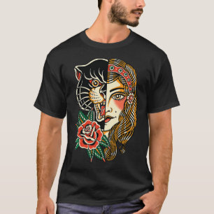 Camiseta Gitano pantera estadounidense tradicional tatuaje 