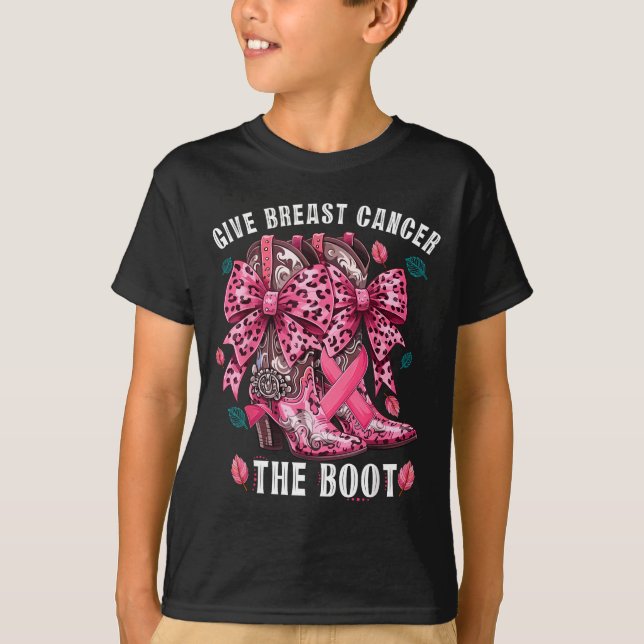 Camiseta Give Breast Cancer The Boot Nk Cowgirl Western Tee (Anverso)