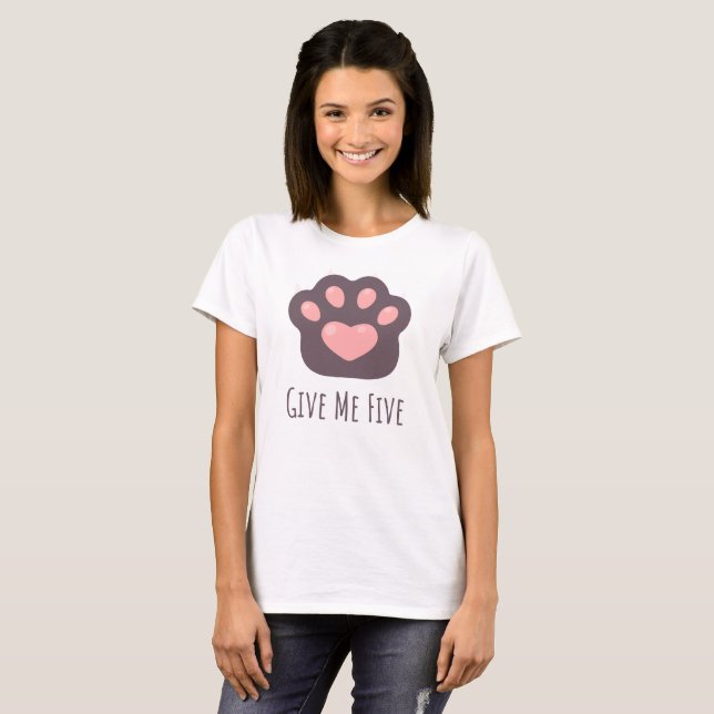 Camiseta Give me Five Pawt-shirt for cat lover, kitty owner (Anverso completo)