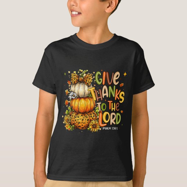 Camiseta Give Thanks To The Lord Fall Christian Cross Coque (Anverso)