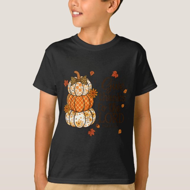 Camiseta Give Thanks To The Lord Fall Christian Pumpkin Coq (Anverso)