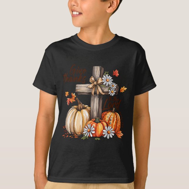 Camiseta Give Thanks To The Lord Fall Pumpkin Thanksgiving  (Anverso)