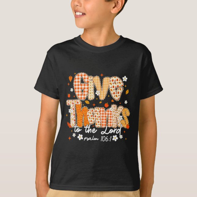 Camiseta Give Thanks To The Lord Lace Christian Fall Autumn (Anverso)