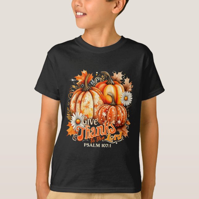 Camiseta Give Thanks To The Lord Psalm 107_1 Pumpkin Gift  (Anverso)