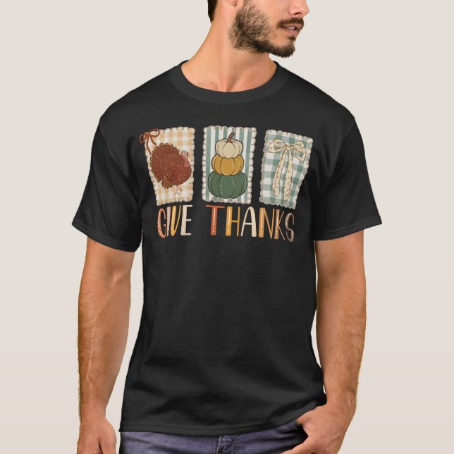 Camiseta Giving Thanks Coquette Bow Thankful Thanksgiving  (Anverso)